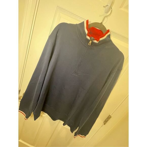 NWT mens Brooks Brothers 1/4 zip pullover blue Large L - Picture 1 of 6